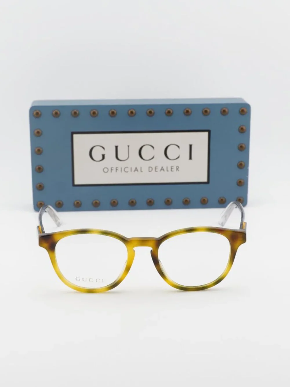 Gucci GG0491O 003 Round Eyeglasses 49mm - Havana / Transparent